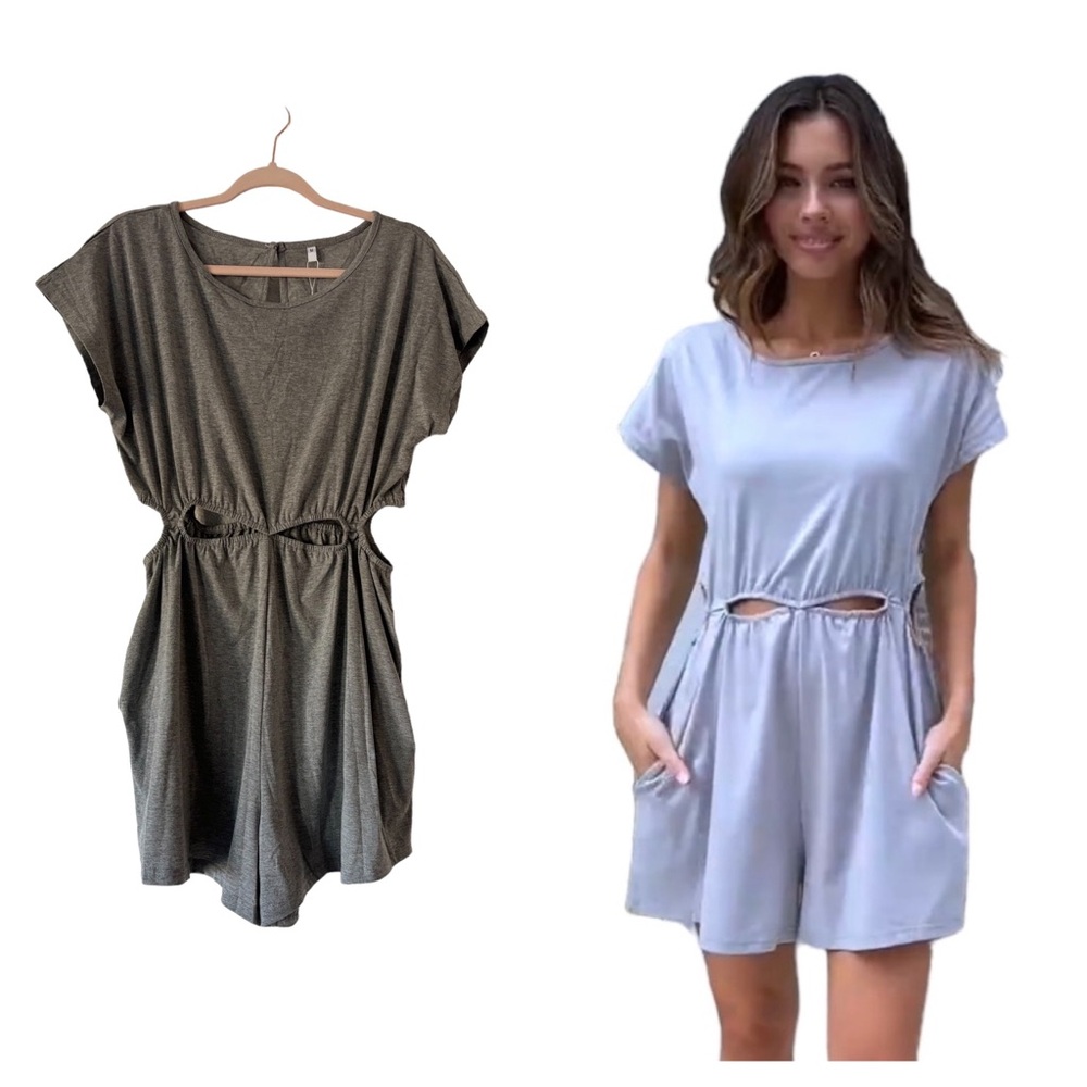 Deepself Heather Grey Cutout Romper